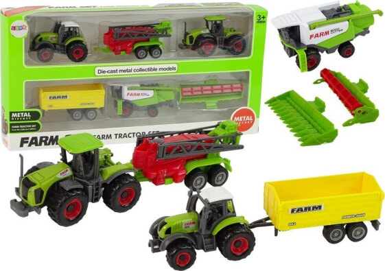 LeanToys Zestaw Maszyn Rolniczych Pojazdów Farmerskich 6 sztuk Traktor