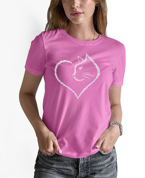 Women's Cat Heart Word Art Short Sleeve T-shirt