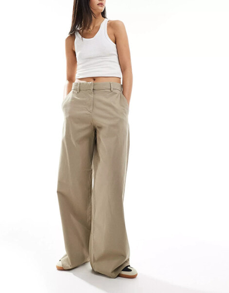 Weekday Sand oversized baggy trousers in beige