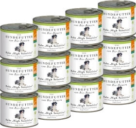 Nassfutter Hund mit Bio Huhn high sensitive, Multipack (12x200 g), 2,4 kg