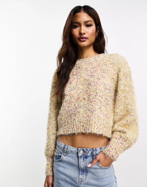 ONLY round neck glitter jumper in multi