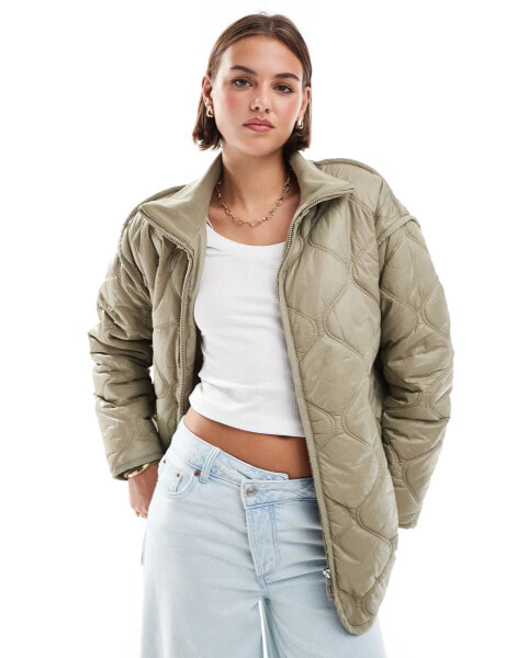 ONLY quilted oversized coat in sage green