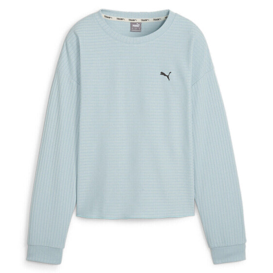 Puma Unwind Studio Striped Crew Neck Sweatshirt Womens Blue 52486522