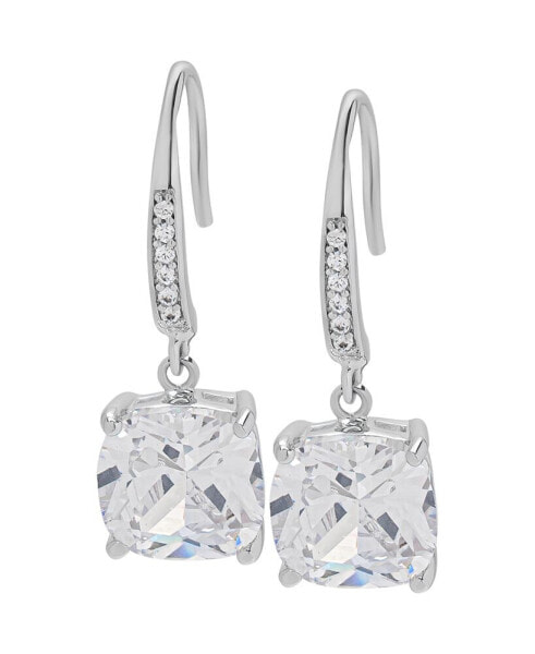 Cubic Zirconia Cushion Dangle Earrings