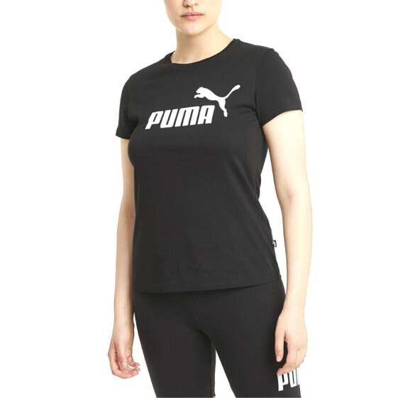 Puma Essential Logo Crew Neck Short Sleeve T-Shirt Womens Black Casual Tops 5862