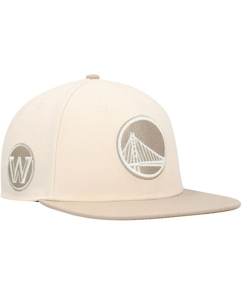 Men's Cream, Tan Golden State Warriors Sierra Sure Shot Captain Snapback Hat