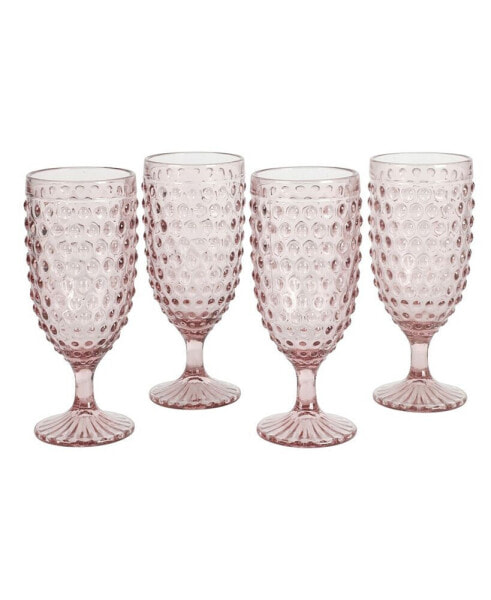 Chauncey Hobnail Handmade Glass Goblet, Set of 4