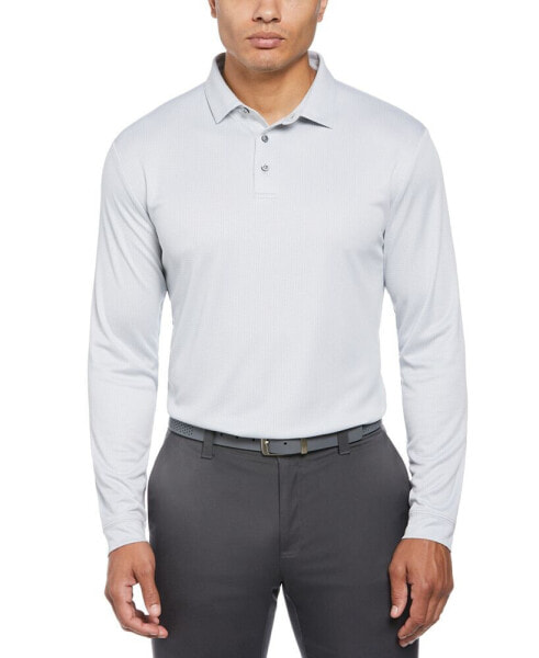 Men's Mini Jacquard Long Sleeve Golf Polo Shirt