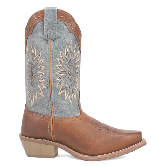 Laredo Arabella Embroidered Floral Square Toe Cowboy Womens Blue, Brown Casual