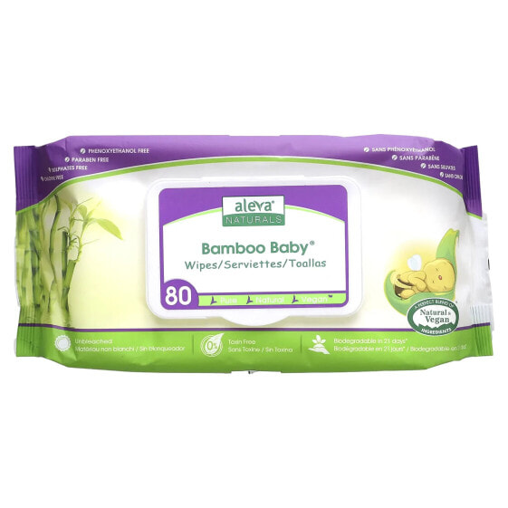 Bamboo Baby Wipes, 80 Wipes