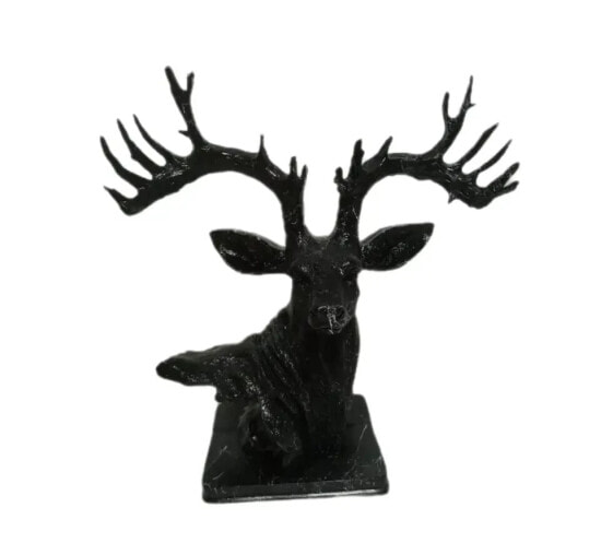 Skulptur Hirsch Schwarz Marmoroptik