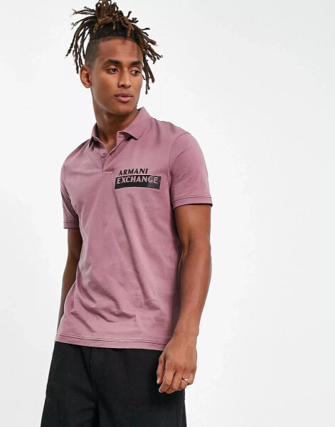 Armani Exchange – Polohemd in Rosa mit Logo