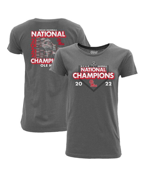 Women's Heathered Gray Ole Miss Rebels 2022 NCAA Men's Baseball College World Series Champions Schedule T-shirt