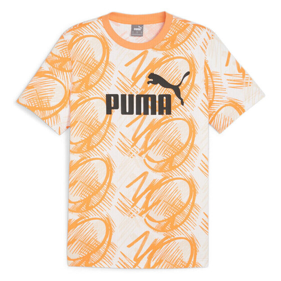 Puma Power Graphic Crew Neck Short Sleeve T-Shirt Mens Orange Casual Tops 678938