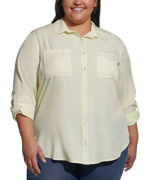 Trendy Plus Size Utility Shirt