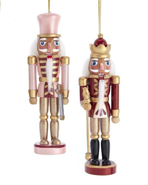 Kurt Adler 6In Wooden Nutcracker Christmas Ornaments (2 Assorted) Multicolor