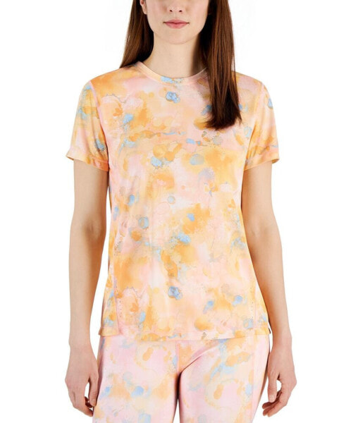 Women's Printed Birdseye-Mesh Short-Sleeve Top, Created for Macy's