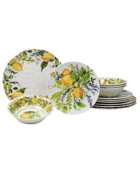 Certified Lemon Zest 12 Piece Melamine Dinnerware Set