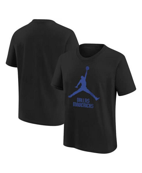 Big Boys and Girls Black Dallas Mavericks Essential Jumpman Logo T-Shirt