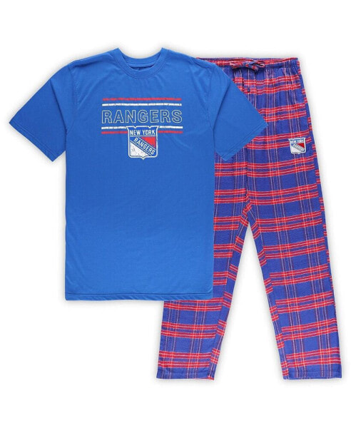 Men's Blue, Red New York Rangers Big and Tall T-shirt and Pajama Pants Sleep Set