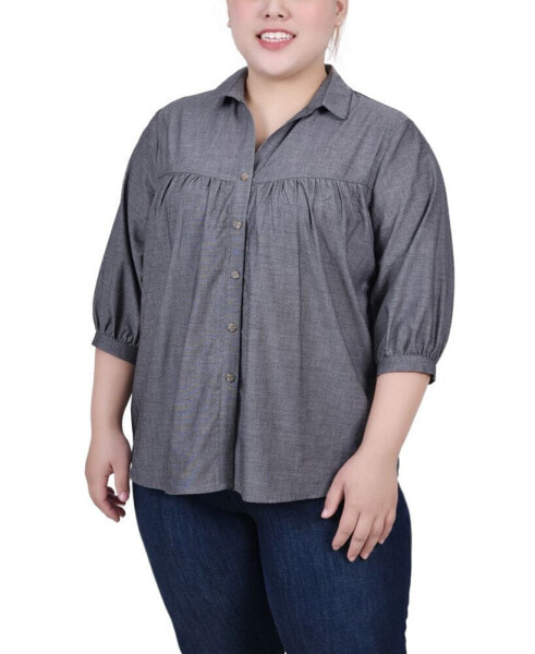 Plus Size Elbow Sleeve Blouse