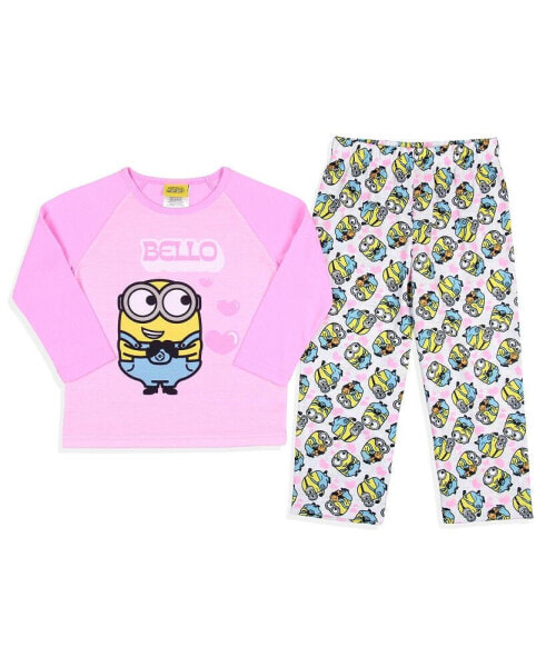 Toddler Girls Minions Chibi Bello Raglan Sleep Pajama Set