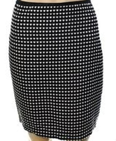 Studio M Women's Heart Print Pencil Skirt Black White 14