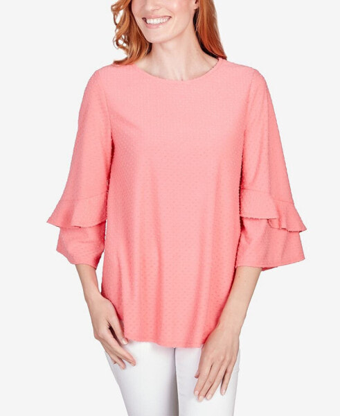 Petite Swiss Dot Textured Solid Party Top