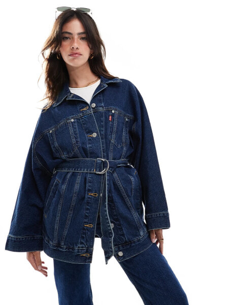 Levi's belted dolman oversized denim trucker in dark blue