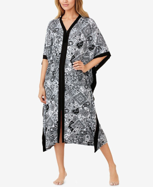 Женская пижама Ellen Tracy Zip-Front Printed Caftan