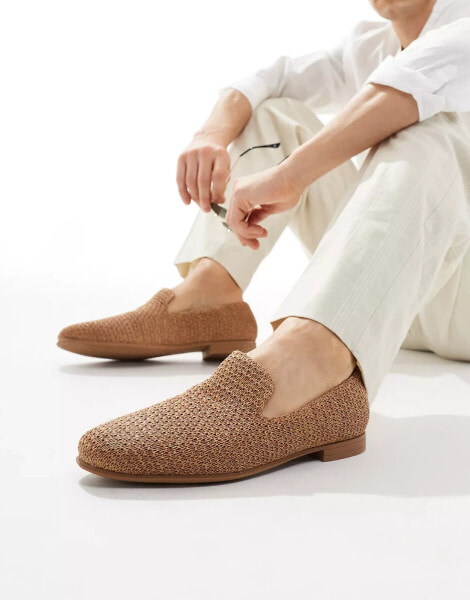 ASOS DESIGN loafer in brown weave with snaffle