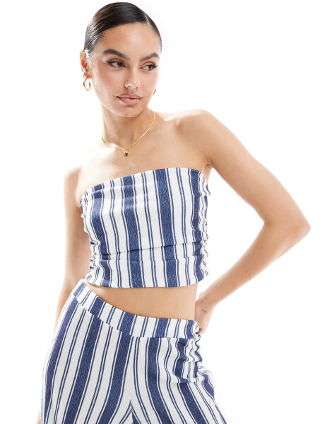 ASOS DESIGN co-ord textured bandeau top in stripe