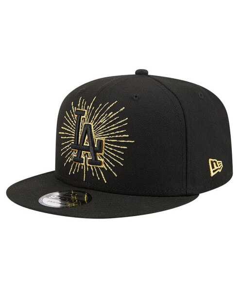 Men's Black Los Angeles Dodgers Metallic Logo 9FIFTY Snapback Hat