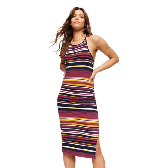 SUPERDRY Stripe Jersey Sleeveless Midi Dress