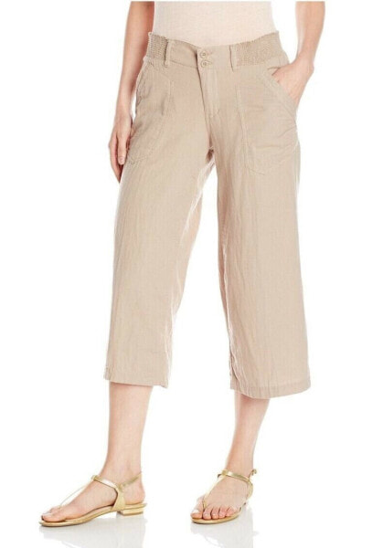 Democracy Womens Gauze Beige Gaucho Mid Rise Cotton Cropped Pants Size 10