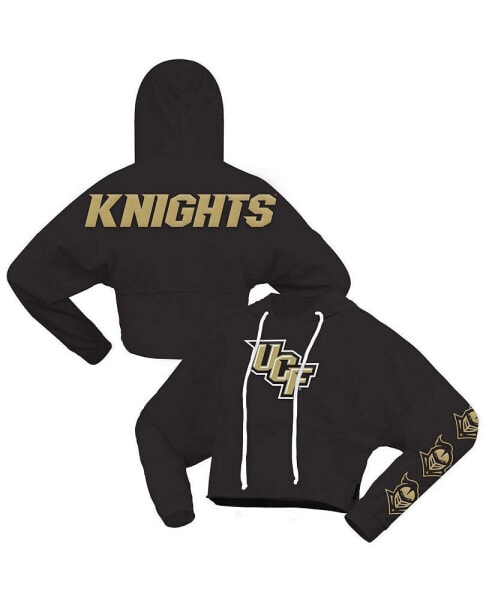 Women's Black UCF Knights Oversized Cropped Pullover Hoodie