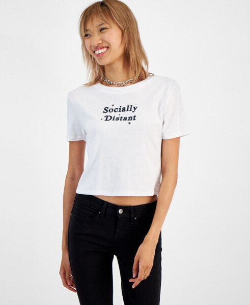 Juniors' Socially Distant Baby Tee