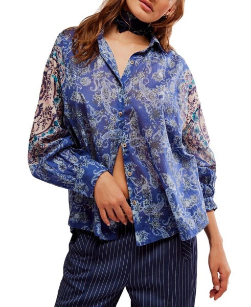 Women's Rose Bud Button-Front Blouse