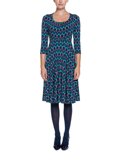 Boden Highgate Blues Colorblocked Geometric Print Jersey Dress Women's 10Lng