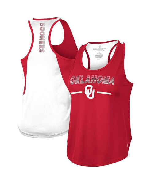 Women's Crimson Oklahoma Sooners Sachs 2-Hit Scoop Neck Racerback Tank Top