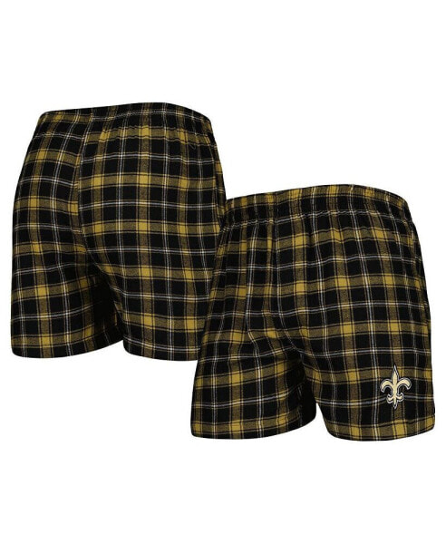 Men's Black, Gold New Orleans Saints Ledger Flannel Boxers