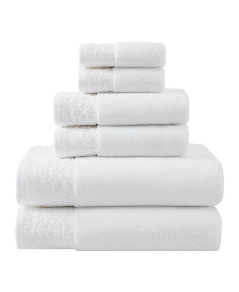 Tonal Floral Cotton Terry, 6 Piece Towel Set