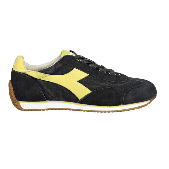 Diadora Equipe H Canvas Stone Wash Lace Up Mens Black Sneakers Casual Shoes 174