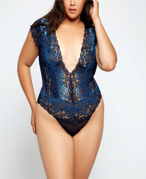 Комплект женского нижнего белья ICollection plus Size Natalia Lace Mesh Plunge Teddy