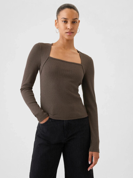 Modern Rib Square-Neck Top