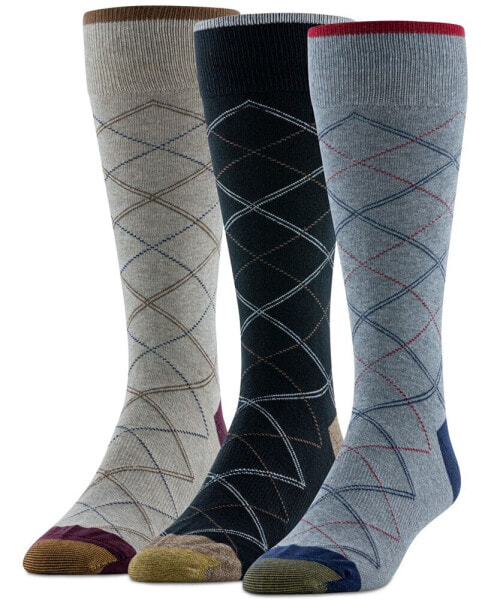 Men's Diamond Plaid Crew Dress Socks, 3-Pack