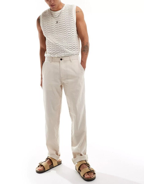 Jack & Jones linen mix chino in cream