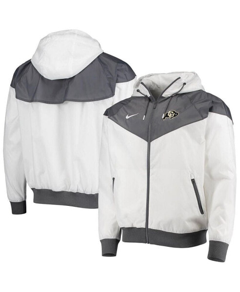 Men's White Colorado Buffaloes Windrunner Raglan Full-Zip Hoodie Jacket