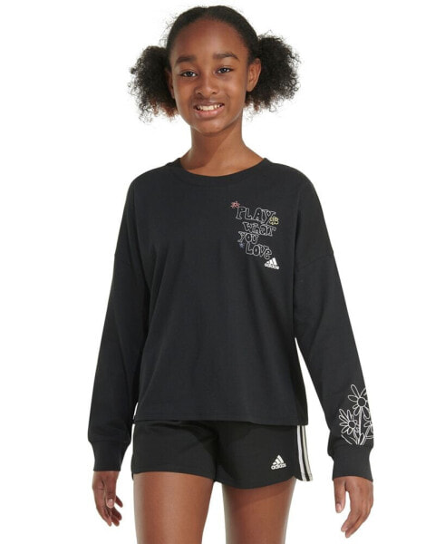 Big Girls Cotton Long-Sleeve Crewneck Graphic T-Shirt