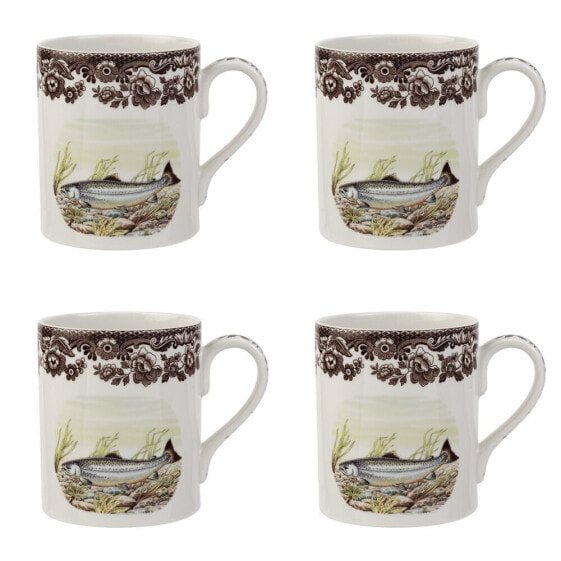 Woodland King Salmon Mug Set/4